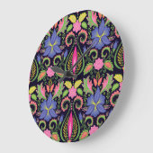 Classic Pansy: Vintages Blumenmuster Große Wanduhr (Winkel)