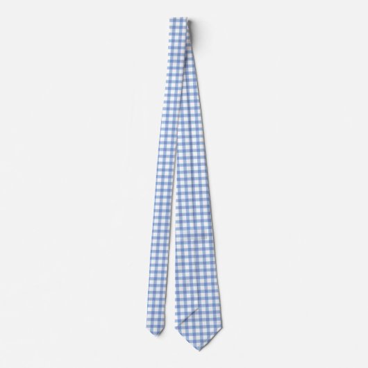 Classic Pastel Blue Gingham Karo Pattern Krawatte (Rückseite)