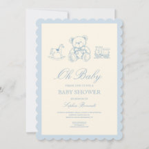Classic Pastel Blue Teddy Bear Baby Shower