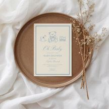 Classic Pastel Blue Teddy Bear Baby Shower