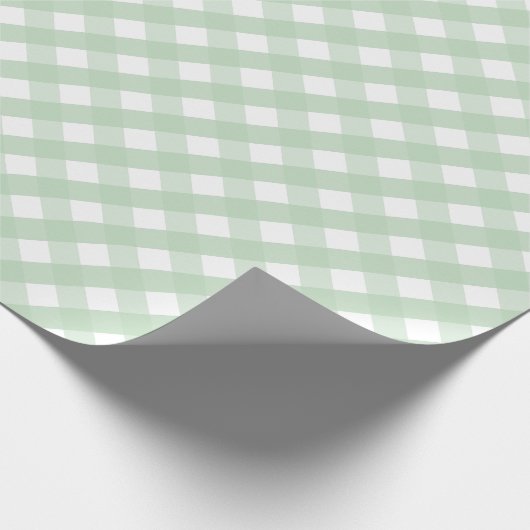 Classic Pastel Green Gingham Kariertes Muster Geschenkpapier (Ecke)