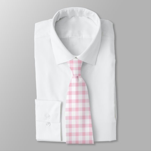 Classic Pastel Pink Gingham Karo Pattern Krawatte (Gebunden)