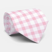 Classic Pastel Pink Gingham Karo Pattern Krawatte (Gerollt)