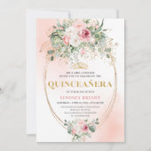 Classic Pastel Pink Rose Gold Quinceañera Invite Einladung (Vorderseite)