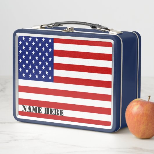 Classic Patriotic American Flag Monogram Metall Lunch Box (Beispiel)