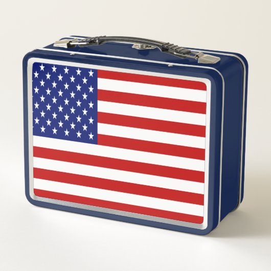Classic Patriotic American Flag Monogram Metall Lunch Box (Rückseite)