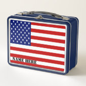 Classic Patriotic American Flag Monogram Metall Lunch Box (Vorderseite)