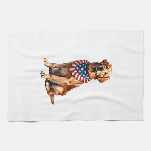 Classic Patriotic Golden Retriever Vintage Shirt 2 Geschirrtuch (Horizontal)