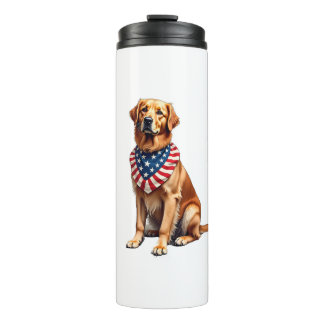 Classic Patriotic Golden Retriever Vintage Shirt 2 Thermosbecher