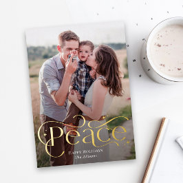 Classic Peace Foil Holiday Foto Card Folieneinladung