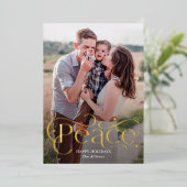 Classic Peace Foil Holiday Foto Card Folieneinladung (Stehend vorne)