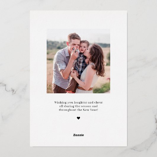 Classic Peace Foil Holiday Foto Card Folieneinladung (Rückseite)