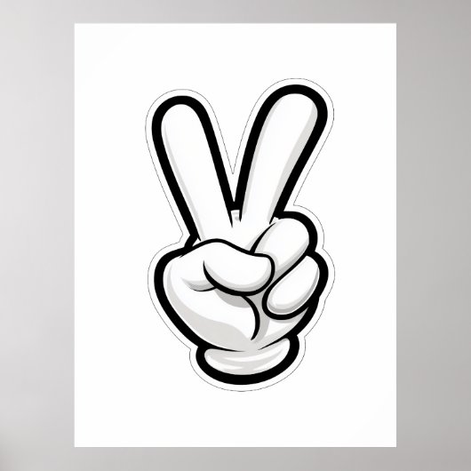 Classic Peace Hand Symbol Icon Poster (Vorne)