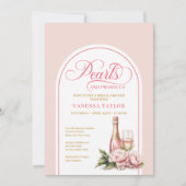 Classic pearls and prosecco bridal shower layout einladung (Vorderseite)
