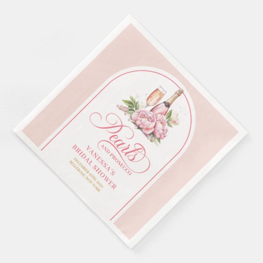 Classic Pearls and Prosecco Bridal Shower Napkins Serviette (Ecke)