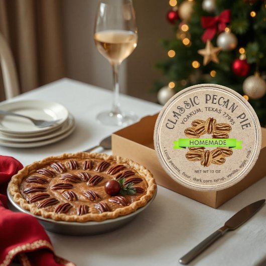 CLASSIC PECAN PIE Grunge Schriftart Kraft Brown Runder Aufkleber