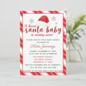 Classic Peppermint Stripe Santa Baby Dusche Einladung (Stehend Vorderseite)