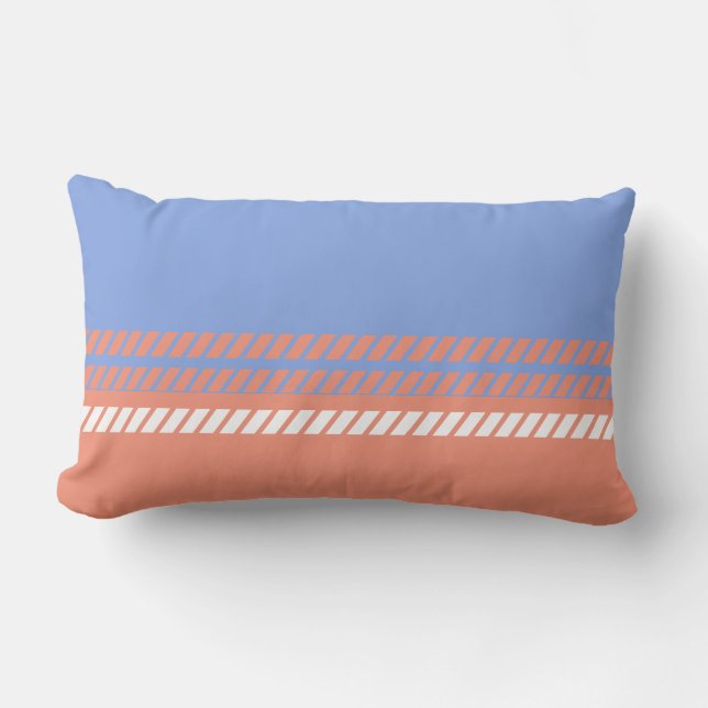 Classic Periwinkle and Coral with Stripes  Lendenkissen (Vorderseite)