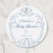 Classic Periwinkle Baroque Filigree Babydusche Geschenkanhänger (Rückseite)
