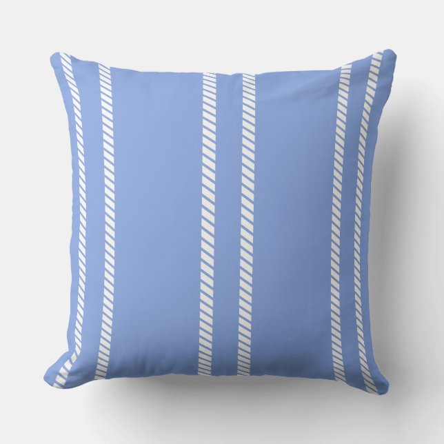 Classic Periwinkle Blue with Stripes Throw Pillow Kissen (Vorderseite)