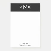 Classic Personal Monogram Sticky Notepad Post-it Klebezettel (Vorderseite)