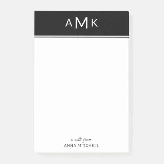 Classic Personal Monogram Sticky Notepad Post-it Klebezettel (Vorderseite)