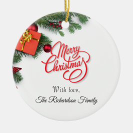 Classic Personalise Red & Green- Elegant Christmas Keramik Ornament