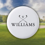 Classic Personalisiert Name Golf Clubs Button<br><div class="desc">Personalisieren Sie den Namen in klassischer Typografie,  um ein einzigartiges Golfgeschenk zu schaffen und für jeden Golfer zu behalten. Entwickelt von Thisisnotme©</div>