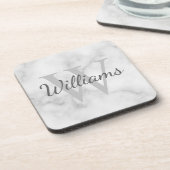 Classic Personalized Monogram and Name Marble Look Getränkeuntersetzer (Linke Seite)