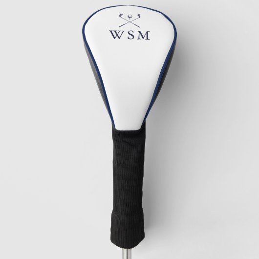 Classic Personalized Navy Blue Monogram Golf Clubs Golf Headcover (Vorderseite)