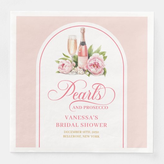 Classic Personalized Pearls and Prosecco Napkins Serviette (Vorderseite)