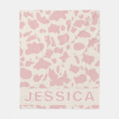 Classic Personalized Pink Cow Print Fleecedecke (Vorderseite)