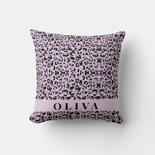 Classic Personalized Pink Leopard Print Kissen (Vorderseite)