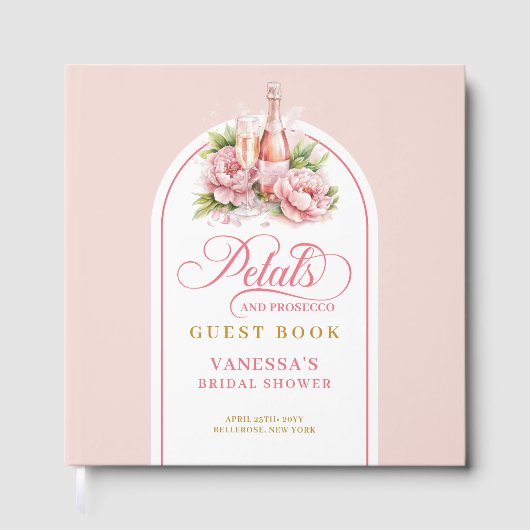 Classic petals and prosecco bridal shower gästebuch (Vorderseite)