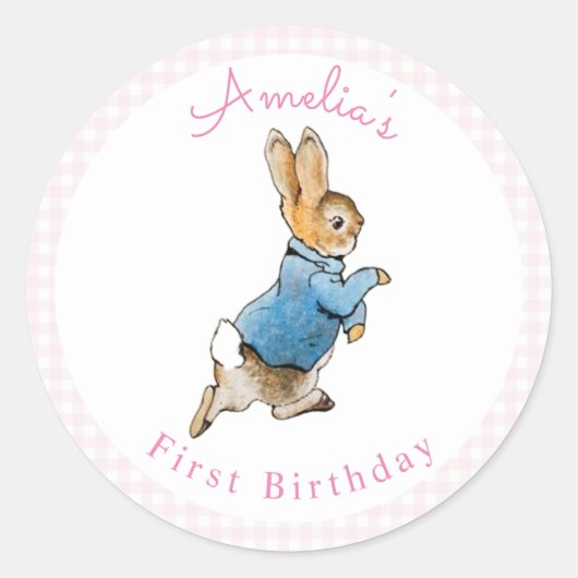 Classic Peter Rabbit Beatrix Potter Birthday Runder Aufkleber (Vorderseite)