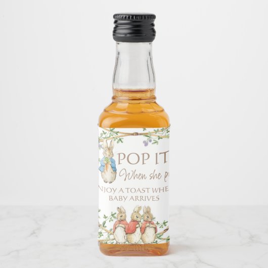 Classic Peter the Rabbit Baby Shower Book Request Alkoholflaschenetikett (Vorderseite)