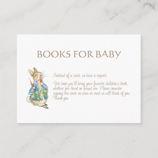 Classic Peter the Rabbit Baby Shower Book Request Begleitkarte (Rückseite)