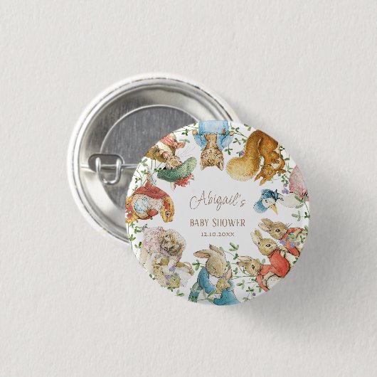 Classic Peter the Rabbit Baby Shower Button (Vorne & Hinten)
