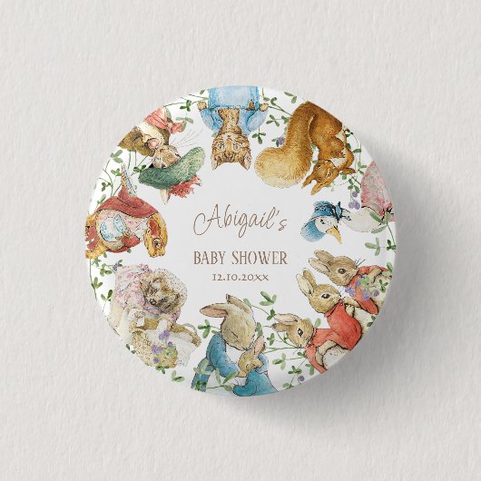 Classic Peter the Rabbit Baby Shower Button (Vorderseite)