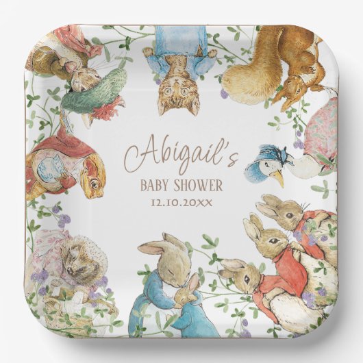 Classic Peter the Rabbit Baby Shower Pappteller (Vorderseite)