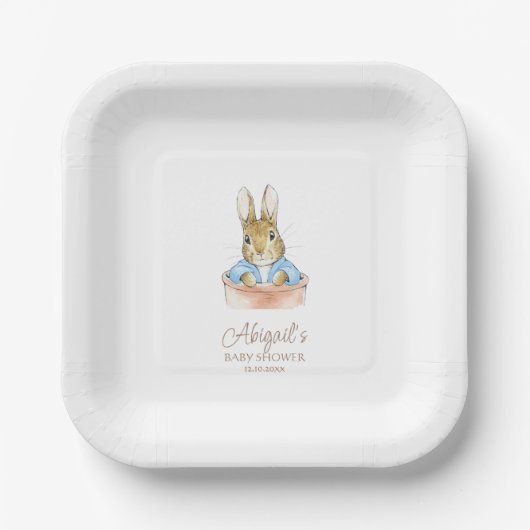 Classic Peter the Rabbit Baby Shower Pappteller (Vorderseite)