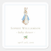 Classic Peter the Rabbit Baby Shower Quadratischer Aufkleber (Vorderseite)