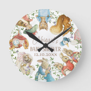 Classic Peter the Rabbit Baby Shower Runde Wanduhr