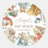 Classic Peter the Rabbit Baby Shower Runder Aufkleber (Vorderseite)