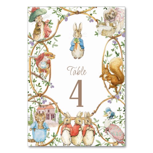 Classic Peter the Rabbit Baby Shower Tischnummer (Vorderseite)