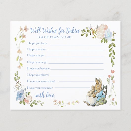 Classic Peter the Rabbit Twin Shower Advice Card (Vorderseite)