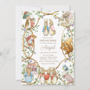 Classic Peter the Rabbit Twins Baby Shower Invitat Einladung