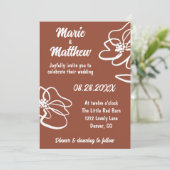 Classic Photo Burnt Orange Floral Wedding  Einladung (Stehend Vorderseite)