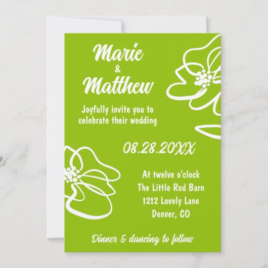 Classic Photo Citrus Green Floral Wedding Einladung (Vorderseite)