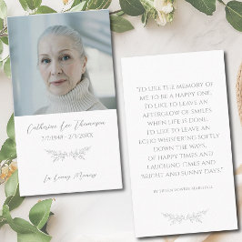 Classic Photo Elegant Floral Funeral Prayer Card Visitenkarte